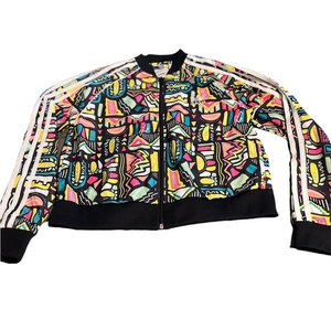 Adidas Girl's Youth Large Cropped‎ SST Full-Zip Track Jacket, All-Over Print